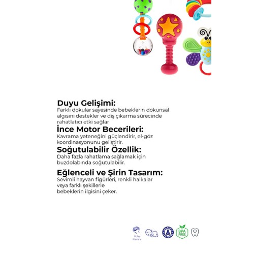 Kiki Bebeğimin Ilk Çıngırakları 4'lü Çıngırak & Dişlik Seti Kiki Bebeğimin Ilk Çıngırakları 4'lü Çıngırak & Dişlik Seti
